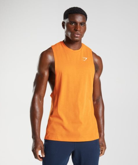 Men's Gymshark React Drop Arm Tanks Orange | CA A7D806